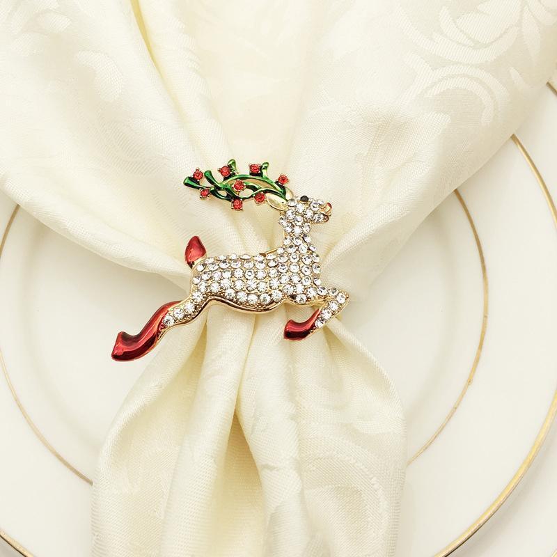 

6PCS Metal Colored Elk Christmas Napkin Ring Wedding Banquet Hotel Table Supplies1