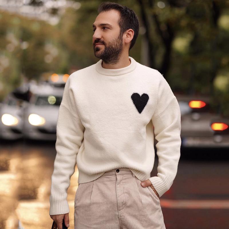 

hot selling 20FW Love Classic Simple Men Women Sweater Autumn Winter Knitting Pullover Sweater Street Fashion Crewneck Sweater, White