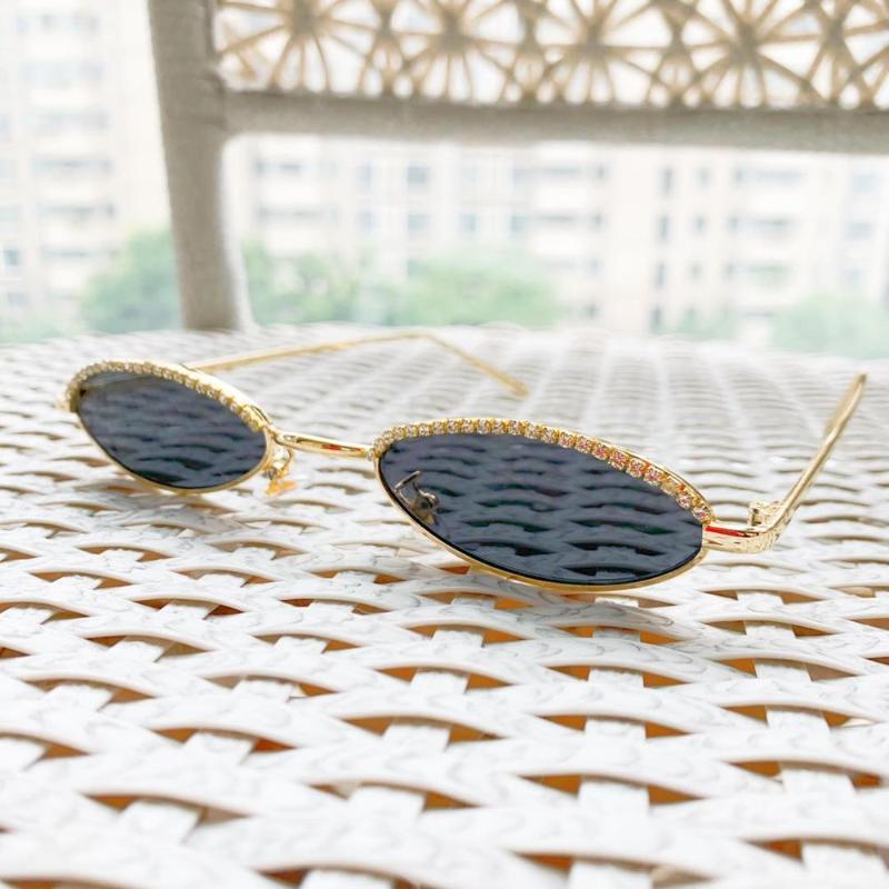 

new fashion oval crystal sunglasses women 2020 retro cat eye small box rhinestone sun glasses men classic metal frame eyewear