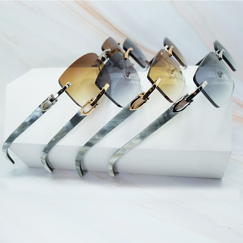 

2021 New Designer Men Luxury Carter Buffalo Sun Glasses Women Buffs Shades Eyewear Rimless Square Sunglasses Gafas De Sol Lwm0