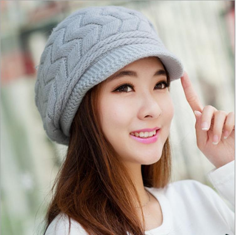 

Double Arrow Fur Blended Hat Women's Fashion Velvet Padded Thickened Knitted Hat Autumn and Winter Warm Caps, 2 black