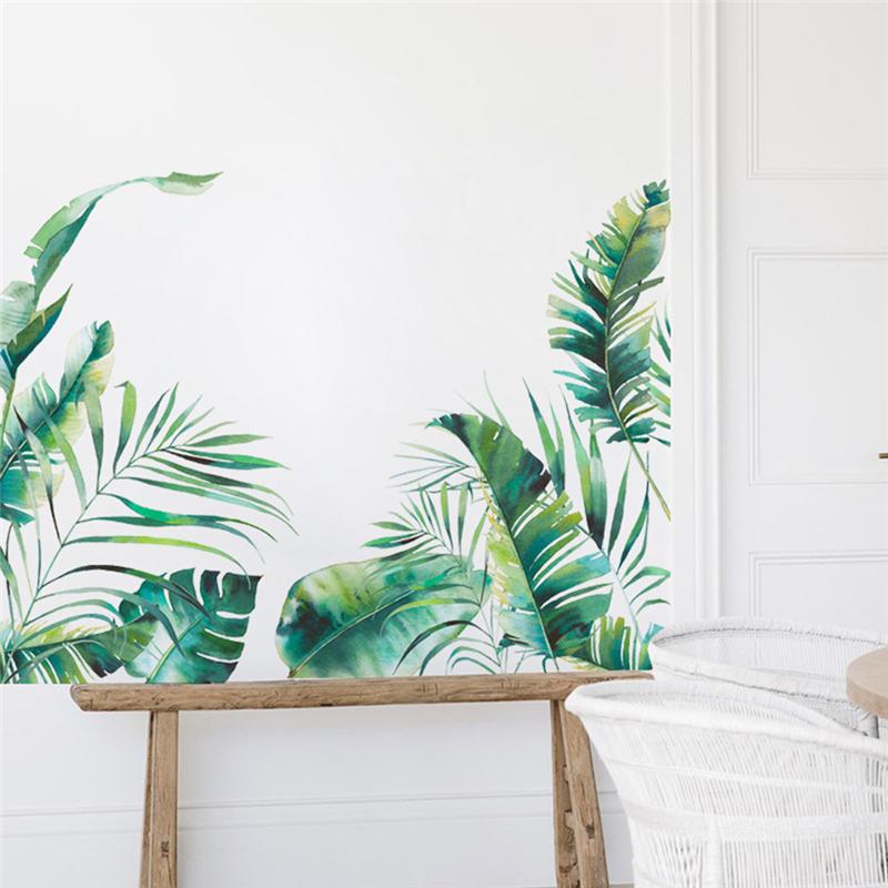 

Children's Room Interior Wallpaper Green Plants Wall Stickers Home Tropical Rain Forest Ins Bamboo Leaf Inkjet Wall Stickers