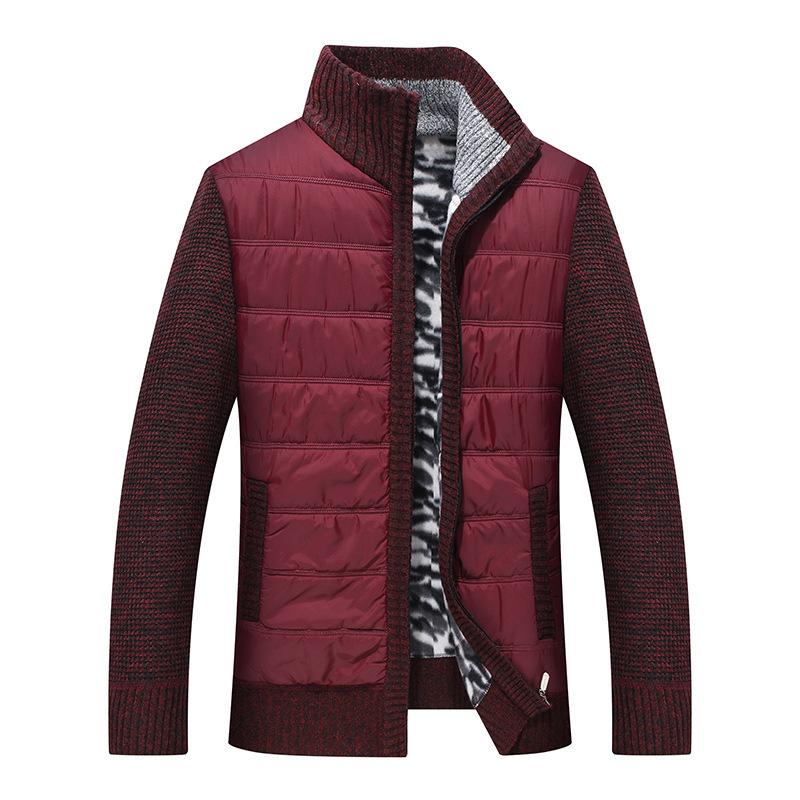 

Winter Men Patchwork Warm Cardigan 2020 Men Fleece Sweater Male Casual Knit Sweatshirt Man Outwear Sweatercoat, Black