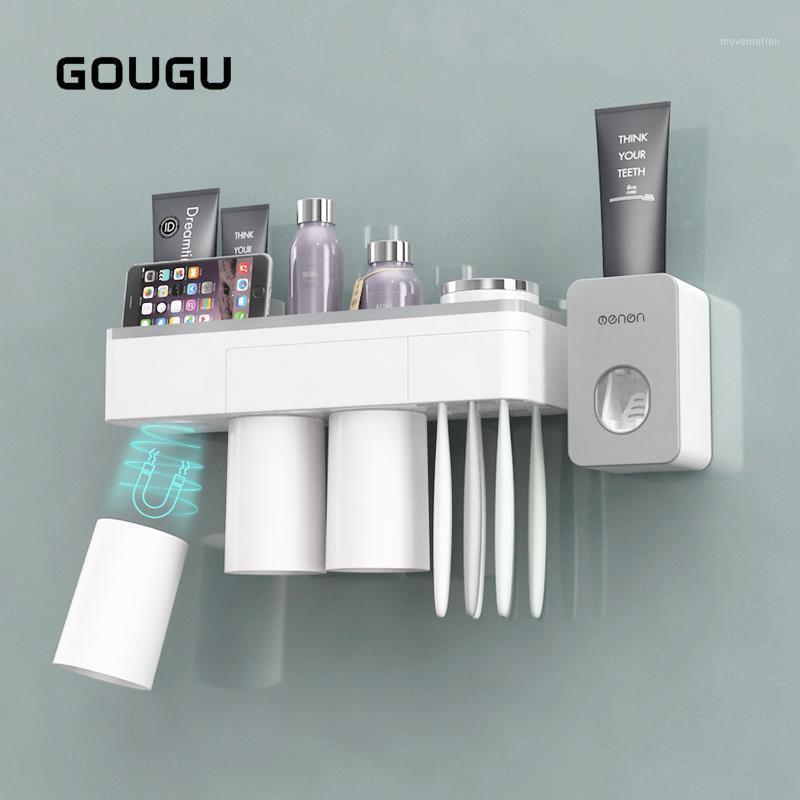 

Magnetic Adsorption Toothbrush Holder Toothpaste Squeezer Dispenser Household Wall Mount Storage Box Rack Bathroom Accessories1