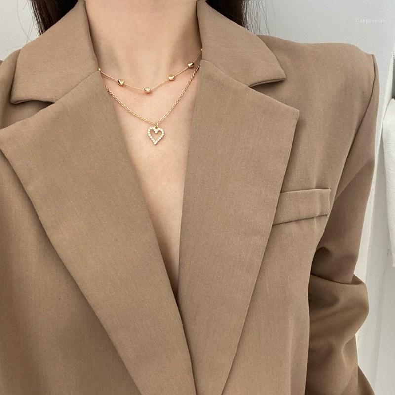 

Chains Elegant Party Appointment Double Layer Necklace For Woman Sweet Fashion Sexy Clavicle Chain Wedding Pendant Gold Color, Silver