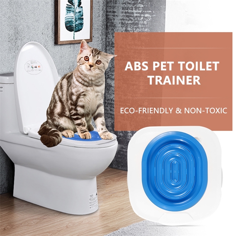 

Cat Toilet Training Kit Pet Poop Training Seat Aid Cats Sit Litter Box Tray Professional Trainer for Cat Kitten Human Toilet 201110