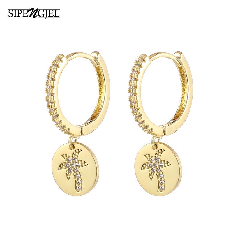 

New Fashion Cubic Zircon Coconut Tree drop Earrings Geometric small hoop Earrings For Women Jewelry Christmas Gift 2021