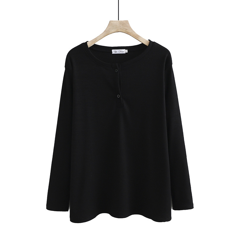 

Women's T-shirts Big Size Shirts with Long Sleeves, Casual Solid, Black Gray Size. Ac7t