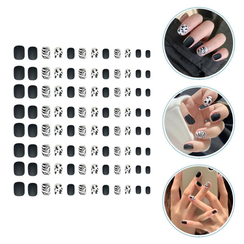 

4 box/96pcs Short Ballet Wearable Fake Nails Detachable Nail Patch Nail Art Tips, As shown