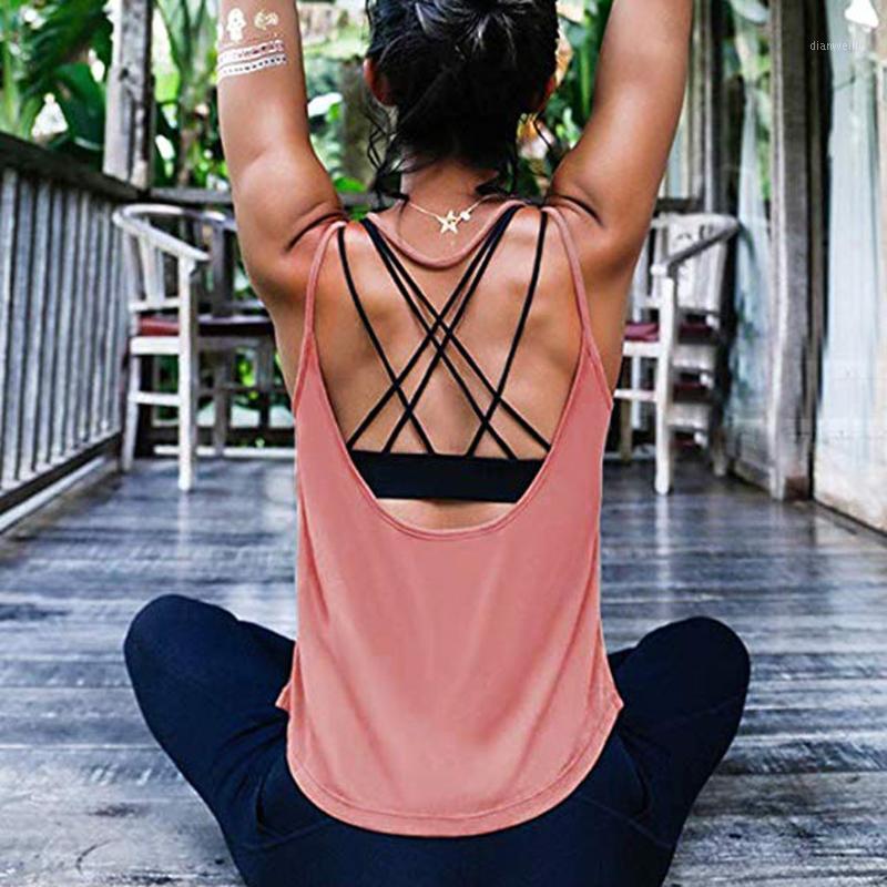

Women Open back Activewear women' padd yoga top tank woman sports vests fitness running shirt gym workout clothes1