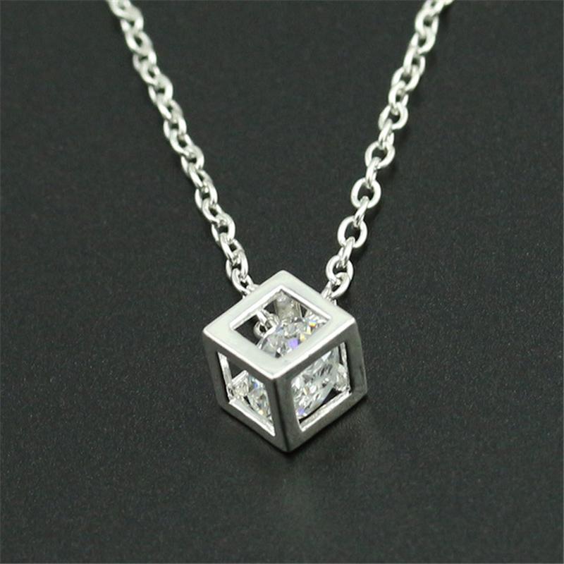 

New Free shipping Retro Hollow Cube Pendant for Men Stainless Steel Square Vintage Necklace Punk Geometric Collier
