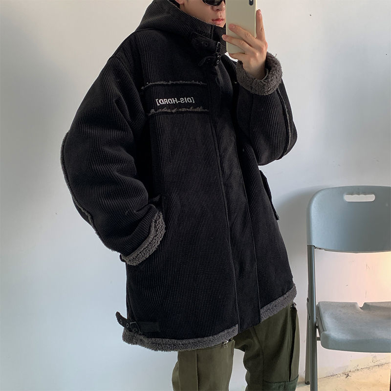 

New Masculino-acolchoado 2021 Outono Inverno Novo Veludo Capuz De Algodo-acolchoado Casuais Juventude Masculino NH1O, Dark gray