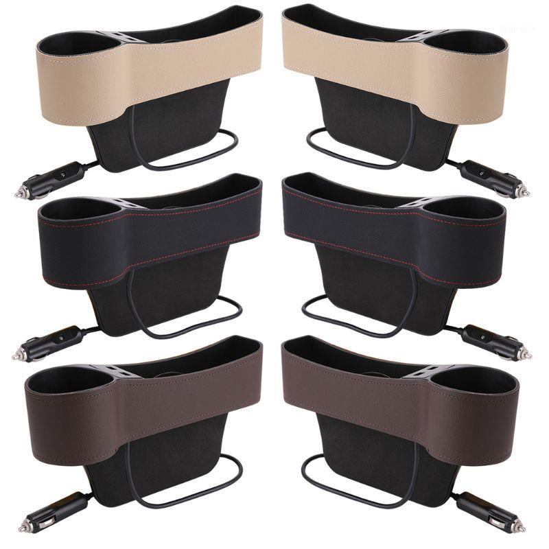

Universal Car Seat Ga p Filler Console Side Pocket Storage Box Dual USB Charger Cup Holder1