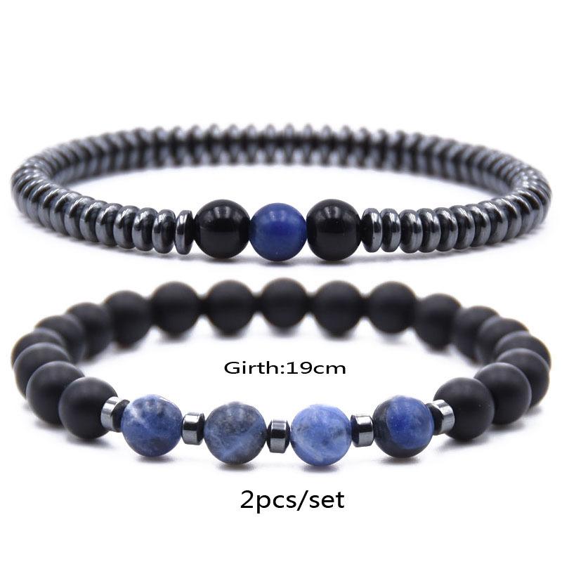 

New Bracelet 2pcs/set Quality Metal With Variety Natural Stone Beads Charm Beaded Bracelets For Men And Women Favorite Jewelry