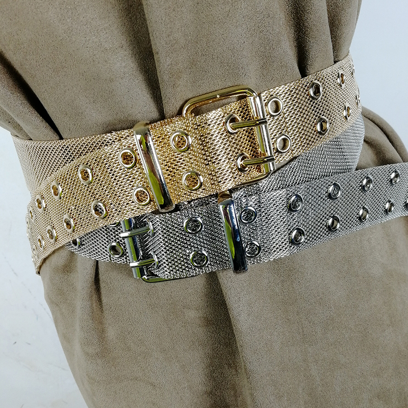 

More size gold chain belt ladies punk belts for women two Gothic Islanders Silver ketting metal laugh in cummerbund style, Black