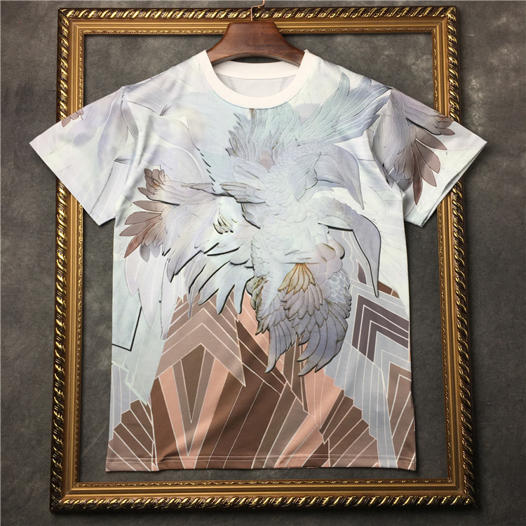 

2021 New Luxury Digital Man Feather Hip Shirt Skate Street Cotton T-shirts T-top Kenye S-xxl # N206 ME2M