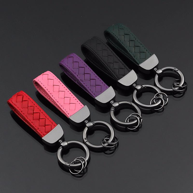 

Fashion Leather Metal Keychain Cortex Auto Waist Leather Key Chain Metal Car Keyfob Keyrings Keyholder for Car Key Ring