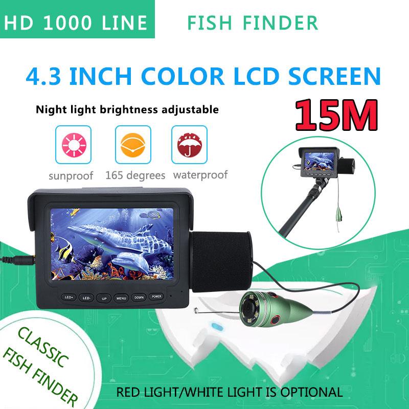 

15M 1200TVL Fish Finder Underwater Fishing Camera 4.3 inch Monitor 6PCS 6W IR LED Night Vision Camera For Fishing