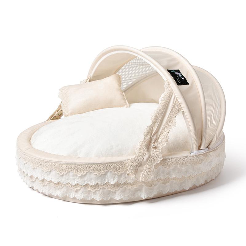 

Pet Dog Beds Lace Princess Cute Cat Cushion Bed Doghouse Pet Warm Bed, Apricot