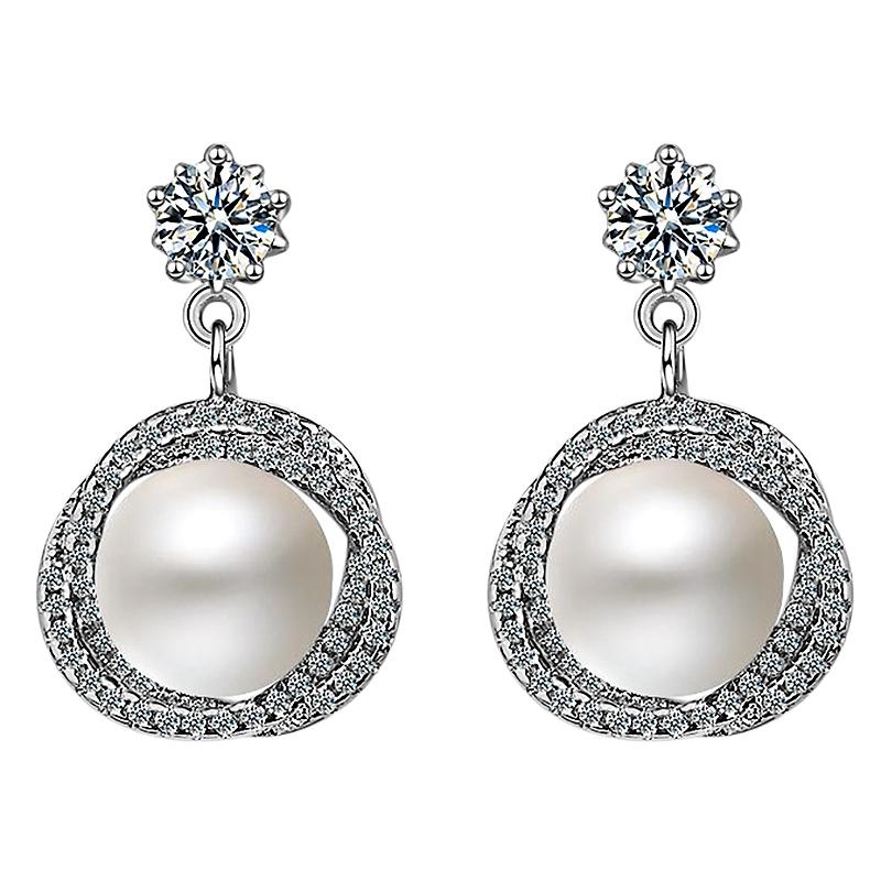 

Fashion Earrings Jewelry with Pearl Zircon Gemstone Drop Earring for Women Wedding Party Gift