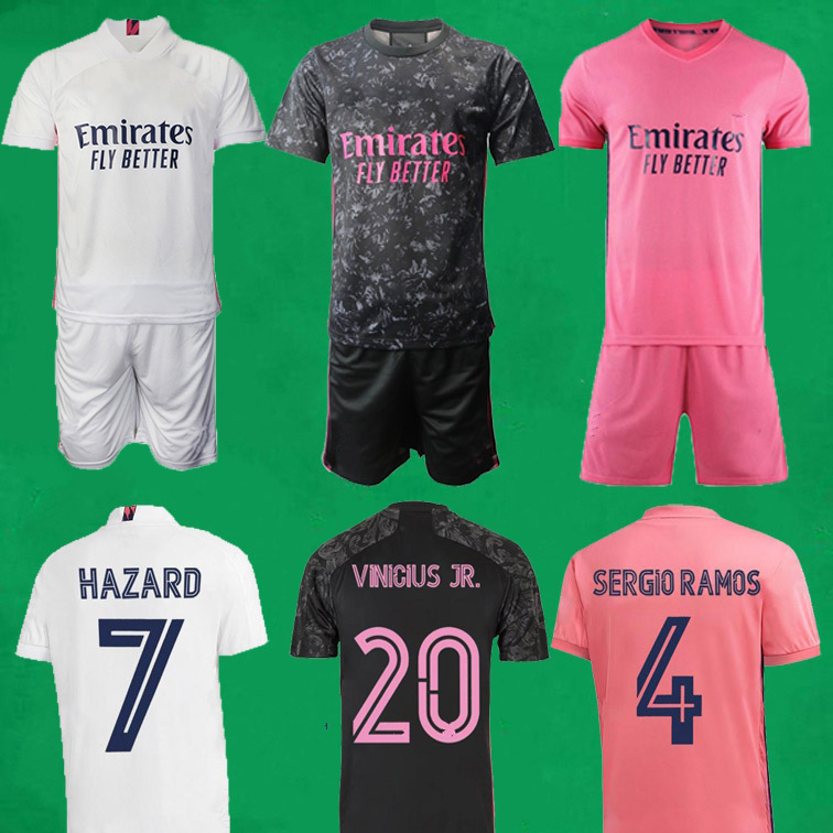

20 21 Real Madrid Soccer Jerseys Shorts 2020 2021 HAZARD BENZEMA ZIDANE RAMOS Football Shirt Men Kids Football Jersey Kits Camisa de futebol, Home