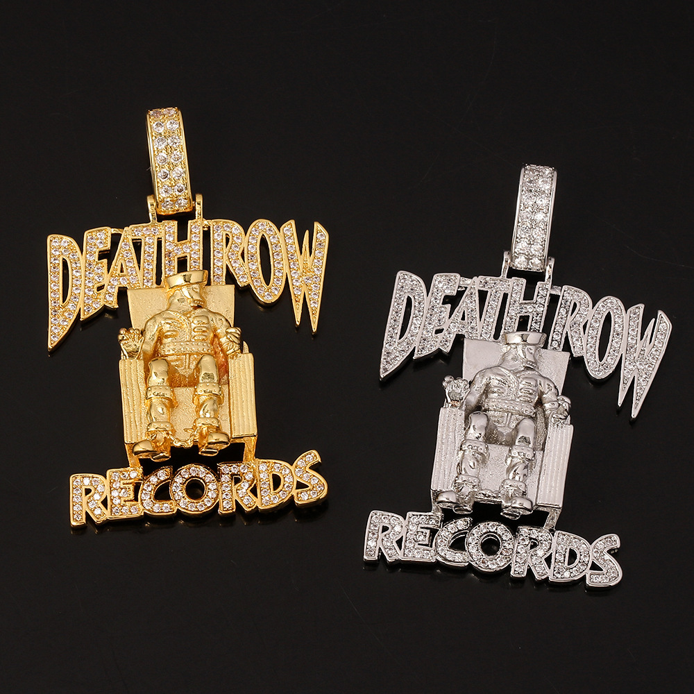 

Fashion Hip-Hop Gothic Pendant Necklace DEATHROW RECORDS Letter Necklace For Men With Long Chain Necklace Rapper Gifts Z0123, Silver
