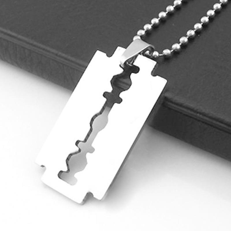 

Razor Blade Shape Gift Stainless Steel Jewelry Charming Stylish Accessories DIY Fashion Unisex Necklace