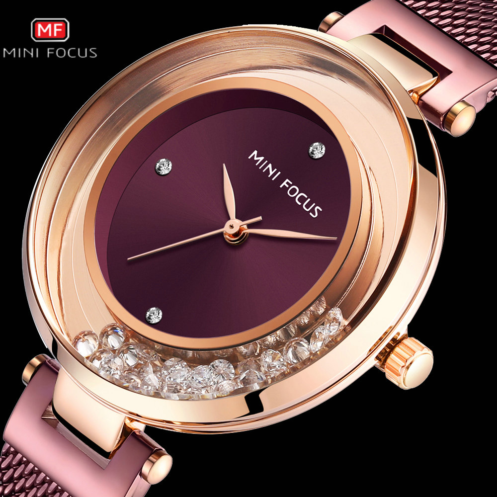 

Rose Gold Watches Women Fashion Watch 2020 Luxury Crystal Ladies Minimalism Ultra Thin Mesh Strap Waterproof Casual Dress, Slivery;brown