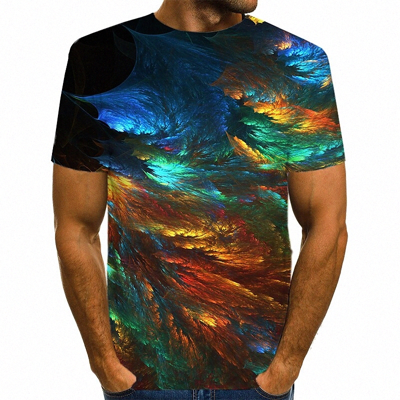 T-shirt pour hommes Graphique abstrait rond décontracté décontracté quotidien à manches courtes à manches courtes streetwear vert exagéré vert /