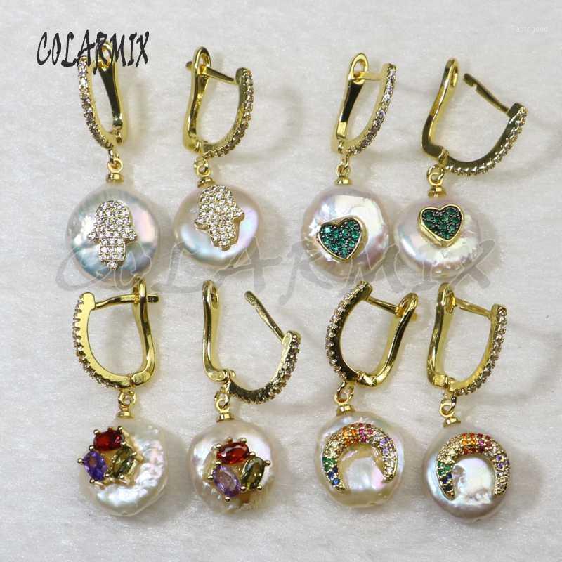 

Dangle & Chandelier 5 Pairs SMALL Baroque Pearl Earrings Rainbow Charm Hook Fashion Accessories For Women 94181