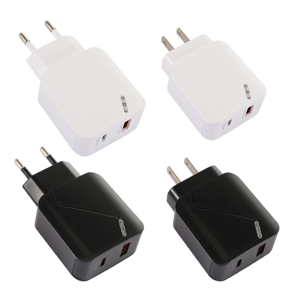 

Type-C 18W PD and QC 3.0 Fast Wall CellPhone Charger with LED Display Charging for IPhone Ipad Xiaomin Huawei Mobile Phone