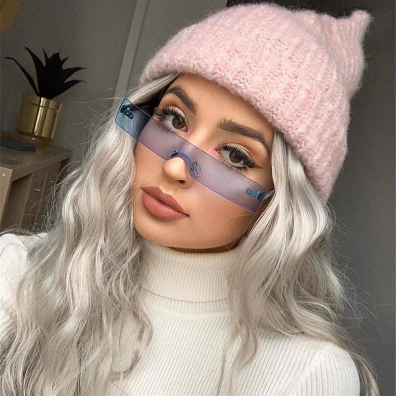 

Sunglasses BINGKING One Piece Women Flat Top High Quality Rimless Square Fashion Ultralight 0305 UV400 Protection Eyewear