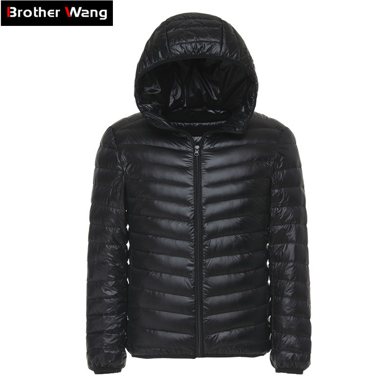 6 Colors 2018 Winter Men's Light Down Jacket Clothes Fashion Casual Hooded Warm White Duck Down Coat Male Brand Clothing Y181101