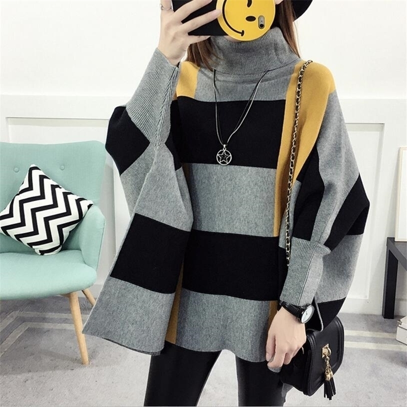 

Women Pullover Female Sweater Fashion Autumn Winter Plus Size Shawl Warm Casual Loose Knitted Tops 201204, Yellow