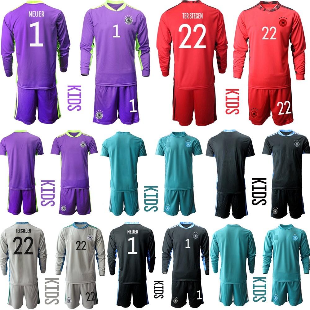 

2020 Youth Long Sleeve Germany 1 NEUER Soccer Jersey 20 21 Set Kids KIT Goalkeeper GK Child Football Shirt Kit