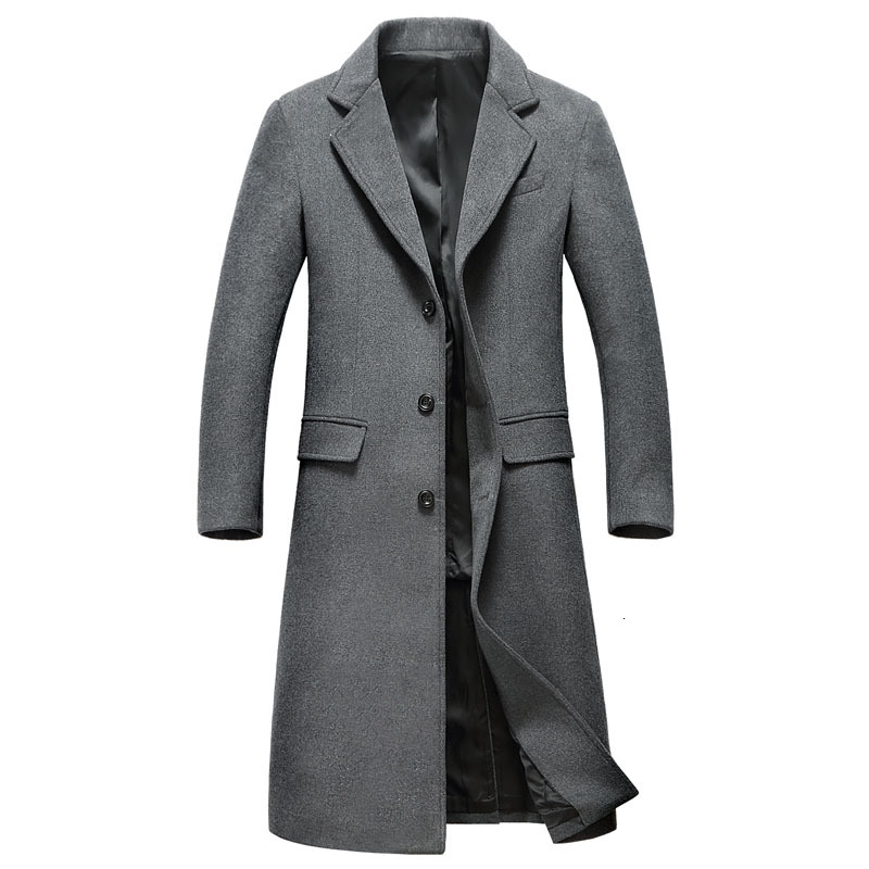 

2021 New Casual Jackets of Wool's Men Outerwear Windbreak Mode Long Manner Men's Wool Coat Winter Jacket 23RN, Grey