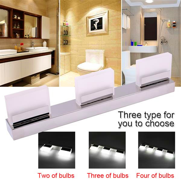 

Hot sale 12W Four Lights Acrylic Wall Lamp Bathroom Lamp White Light Silver Top-grade material waterproof Wall Lamps
