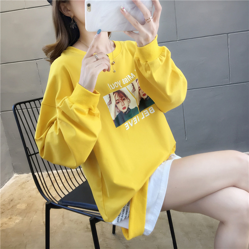 

2021 Spring New Letter Printing Women Long Sleeve Pullover Sweatshirt Loose Large Size Harajuku Hoodies Casual Top Y137 N4pk, Red