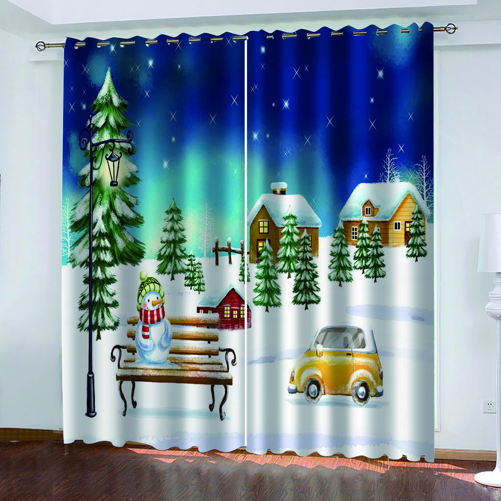 

Luxury Blackout 3D Window Curtains For Living Room Bedroom snow christmas curtains stereoscopic curtains, Blue