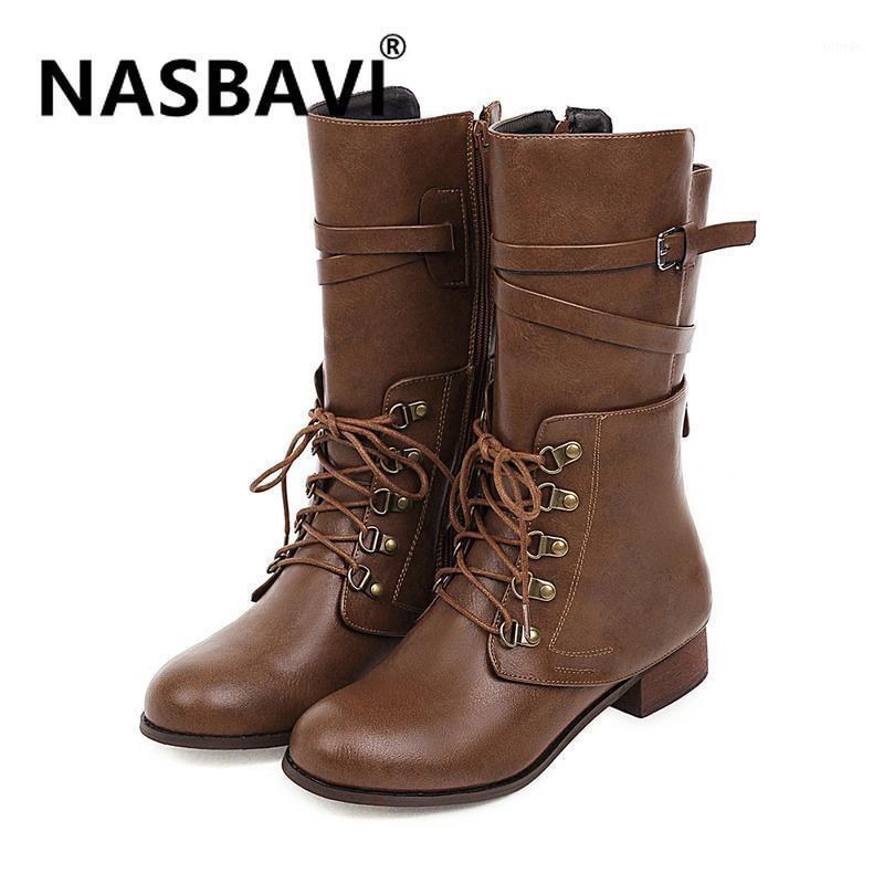 

2020 fall and Winter new Ladies Shoes Women's Roman Riding round toe non-slip Boots Zipper fashion warm Mid-Calf women Boo1, Black