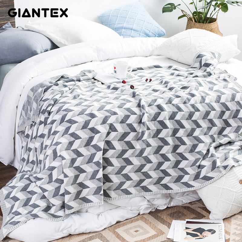 

GIANTEX Nordic Style Soft Warm Geometric Pattern Cotton Knitted Blanket For Beds Sofa Knee Blanket Photography Props U19801