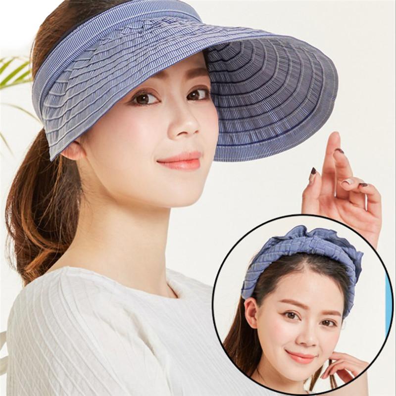 

Summer Hats For Women Sun Visor Cap Beach Hat Ladies Sun Hat Female Sports Headband Hairband Suncreen Visor, Khaki