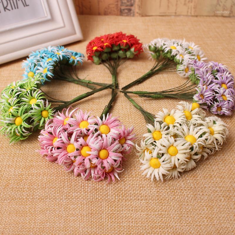 

10pcs/bundle Silk Daisy Artificial Flower Bouquet Multicolor Daisy Wedding Flower Decoration Scrapbooking Fake Rose1, Green
