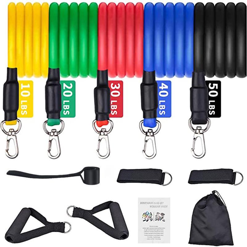 

Resistance Bands Set Exercise Bands with Door Anchor Legs Ankle Straps for Resistance Training Physical Therapy Home Workouts