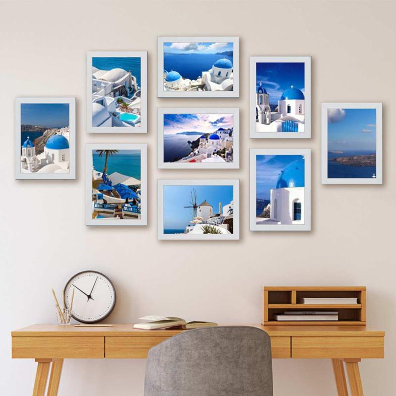 

9pcs Picture Photo Frame Set DIY Removable Wall Mural Black White Color Photos Frames Sticker Decal Living Room Home Decor 7inch