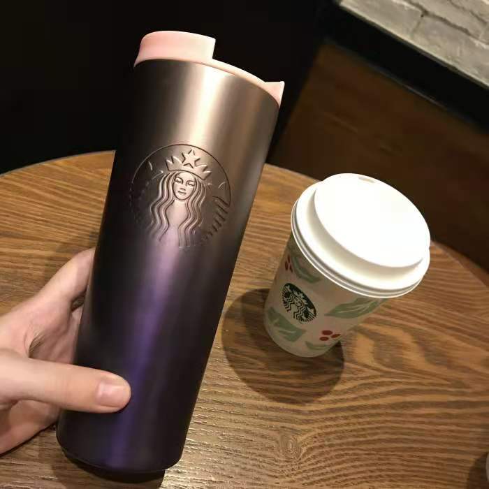 

designer explosion style insulated cup lavender powder purple gradient goddess stainless steel coffee accompanying couple cup#89410e