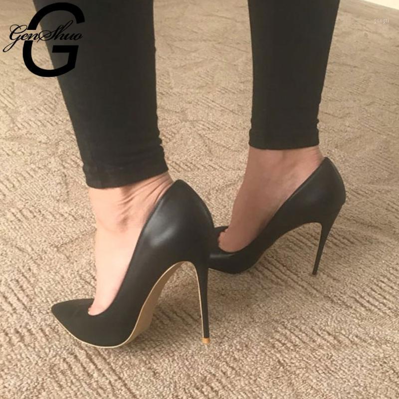 

GENHSUO Black Heels Women's Shoes High Heels Shoes Woman Plus Size Pumps zapatos de mujer chaussure femme Black buty damskie1, 10cm patent black