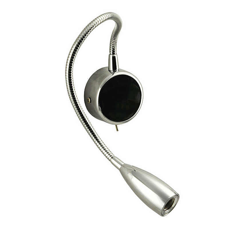 

Topoch Minimalist LED Reading Lamp Hard-wired Book Light Polished Chrome Finish Flexible Hose ON/OFF Switch Built-in Power Supply for Room Boat Car