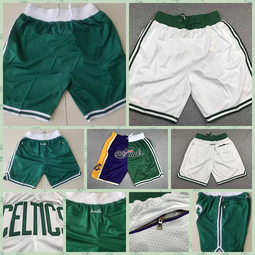 

basketball shorts Boston Celtics just don shorts,Fine tight embroidered zip-up pocket shorts, Black