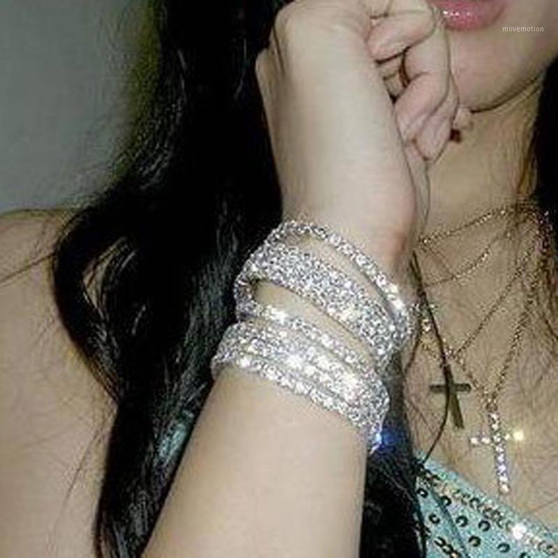 

whole saleHigh Quality Women's Elegant Claw chain 2 Colors full rhinestone bracelet single row 2pc/set bracelets for women1